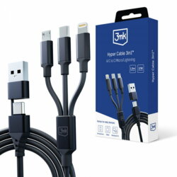 Cablu 3in1 USB-C/Micro-USB/Lighting 12W, 3mk Hyper, 1.5m