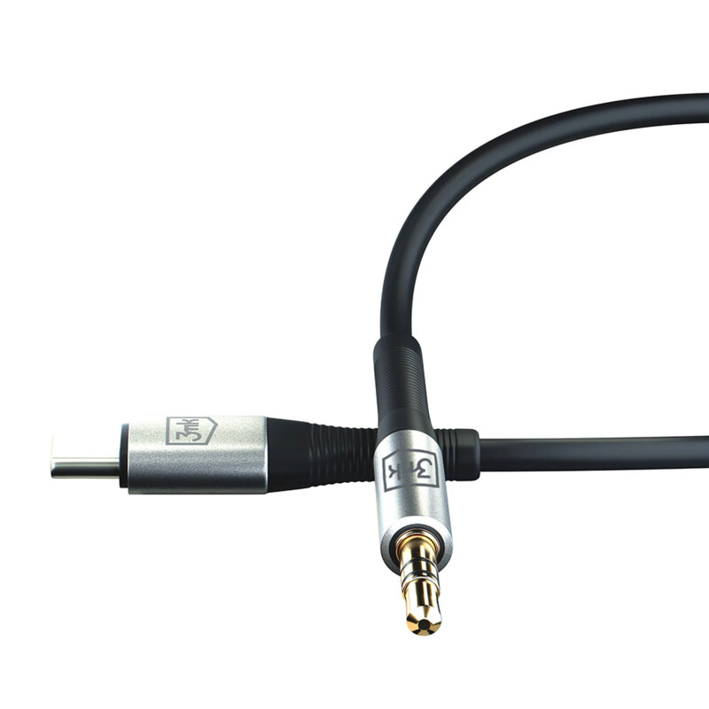 Cablu audio USB-C la Jack 3.5mm DAC, 3mk, negru,  3.5m