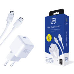 Incarcator de perete USB-C GaN 25W, 3mk Hyper, alb