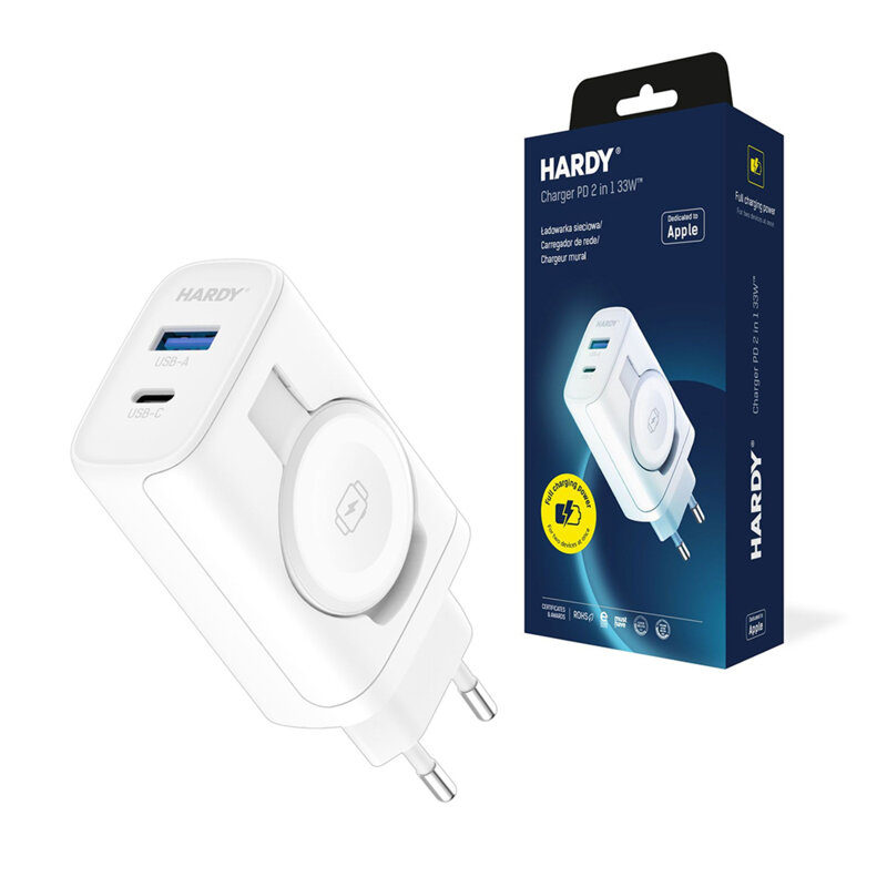 Incarcator de retea 2in1 USB-C/A 33W, 3mk Hardy, alb