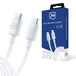 Cablu de date USB-C 100W, 3mk Hyper, alb, 1.2m
