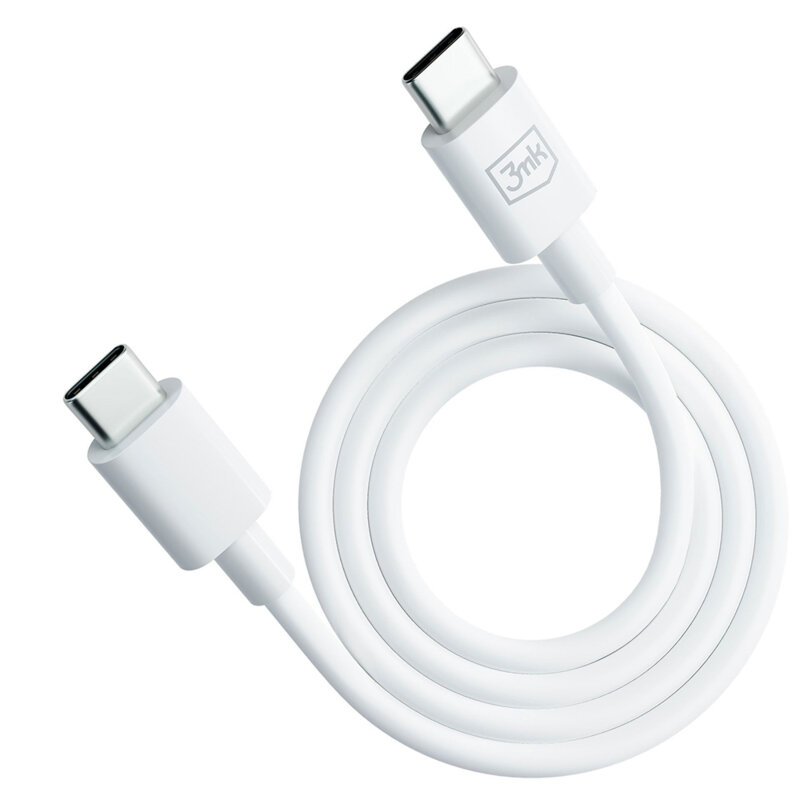 Cablu de date USB-C 100W, 3mk Hyper, alb, 1.2m