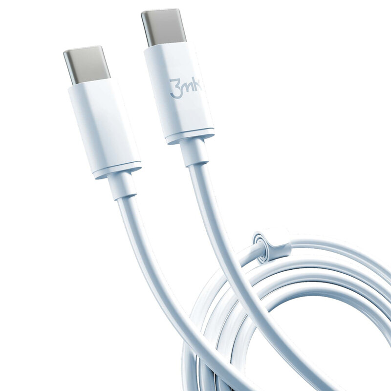 Cablu de date USB-C 100W, 3mk Hyper, alb, 2m