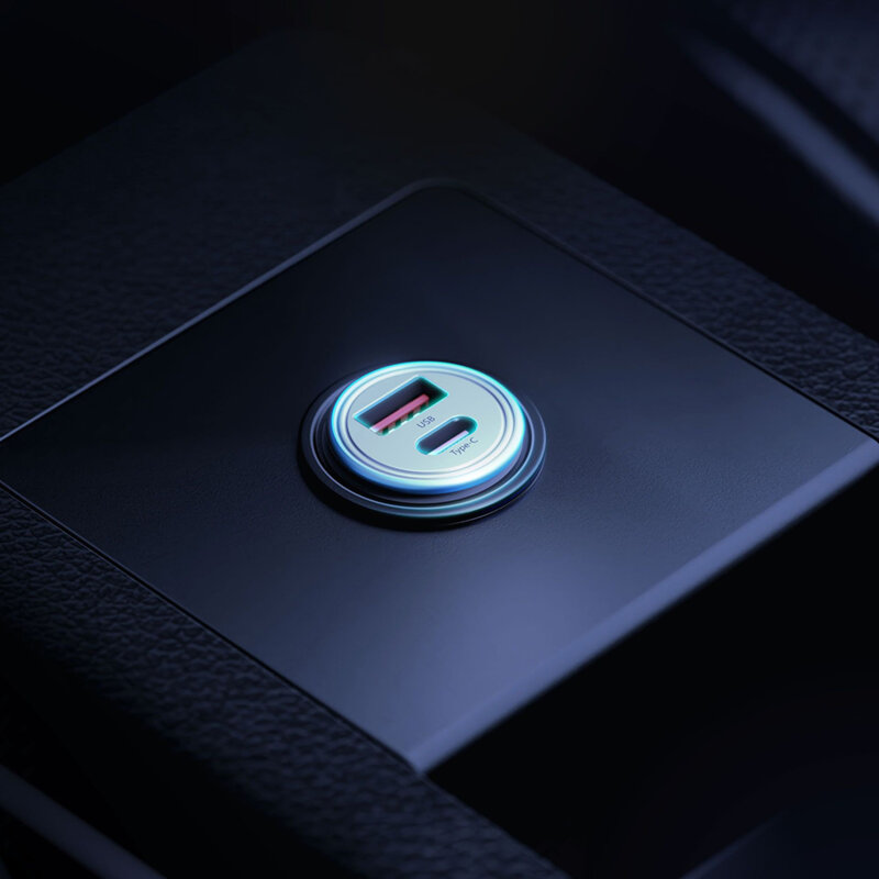 Incarcator auto UBS-A/C 30W, 3mk Hyper, argintiu