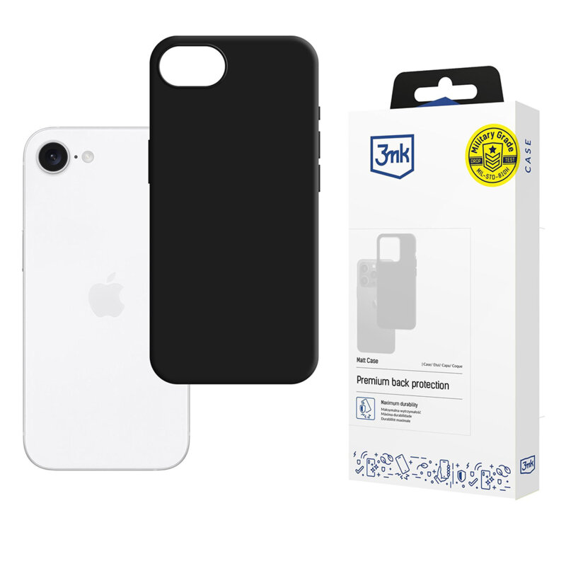 Husa iPhone 16e premium 3mk Matt Case, Black
