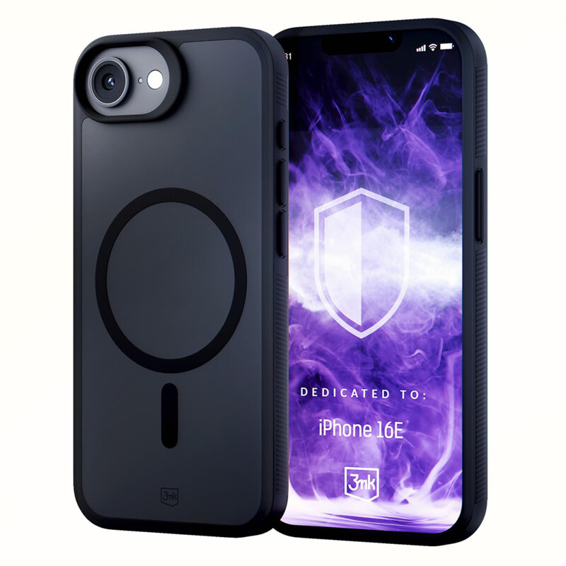 Husa iPhone 16e premium 3mk Smoke MagCase, Black