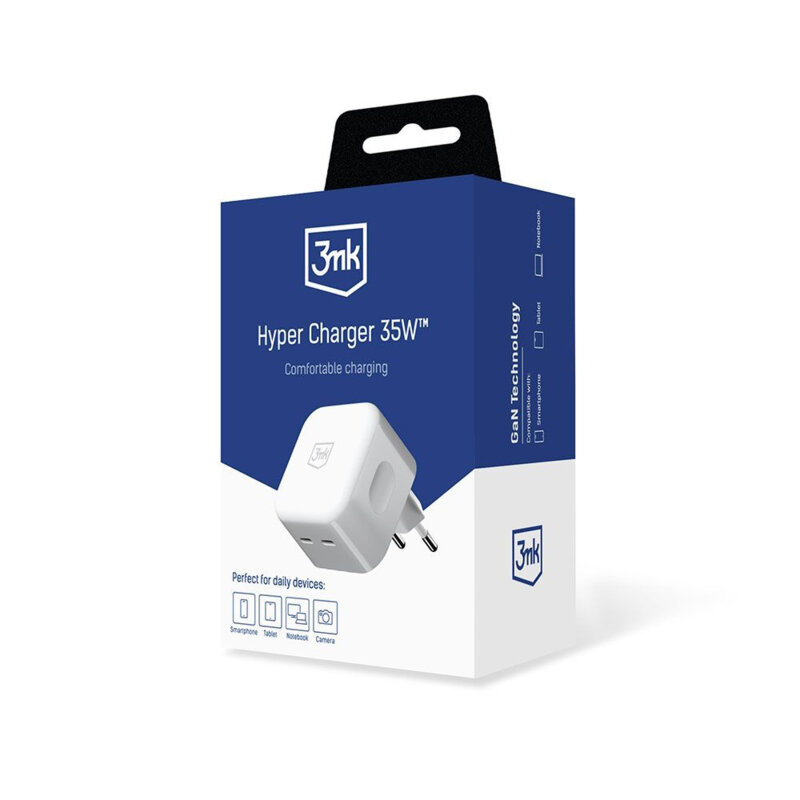 Incarcator pentru priza 35W 2x USB-C, 3mk Hyper, alb