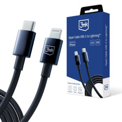 Cablu de date USB-C la Lightning 20W, 3mk Hyper, negru, 1.2m