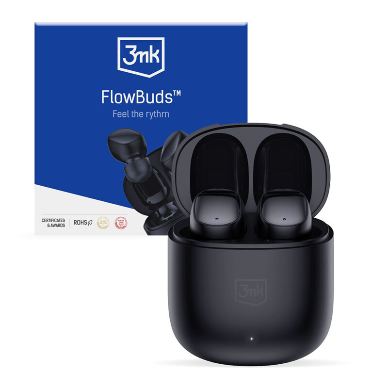 Casti wireless BT5.3 Passive Noise Cancellation, 3mk FlowBuds, negru