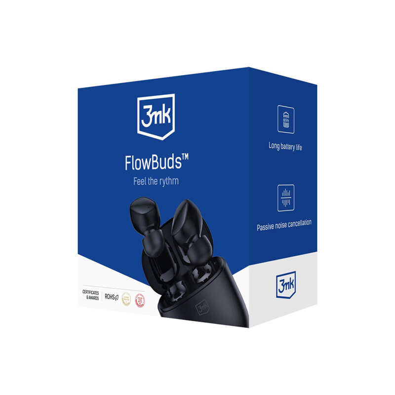Casti wireless BT5.3 Passive Noise Cancellation, 3mk FlowBuds, negru