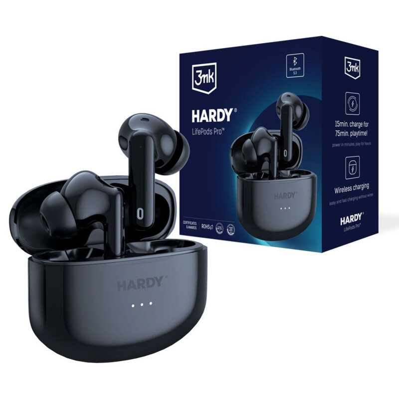 Casti wireless BT5.3 ANC, 3mk HARDY LifePods Pro, negru