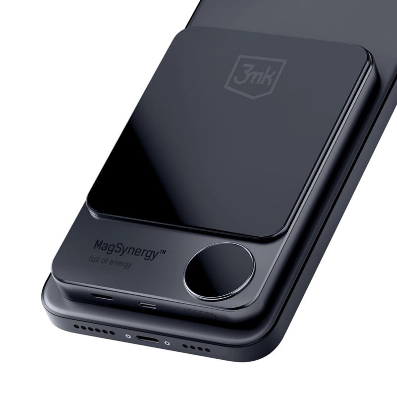 Power Bank 10000mAh cu afisaj digital, 3mk MagSynergy, gri