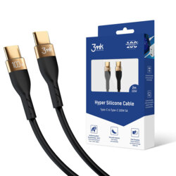Cablu USB-C 100W, 3mk Hyper Silicone, negru, 2m
