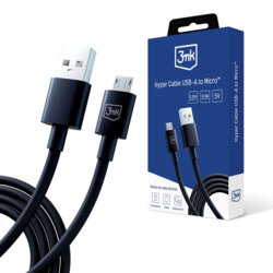 Cablu USB-A la micro-USB 2.4A, 3mk Hyper, negru, 1.2m