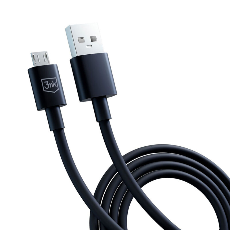 Cablu USB-A la micro-USB 2.4A, 3mk Hyper, negru, 1.2m