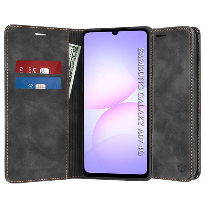 Husa piele Samsung Galaxy A07 4G Techsuit Confy Cover, negru