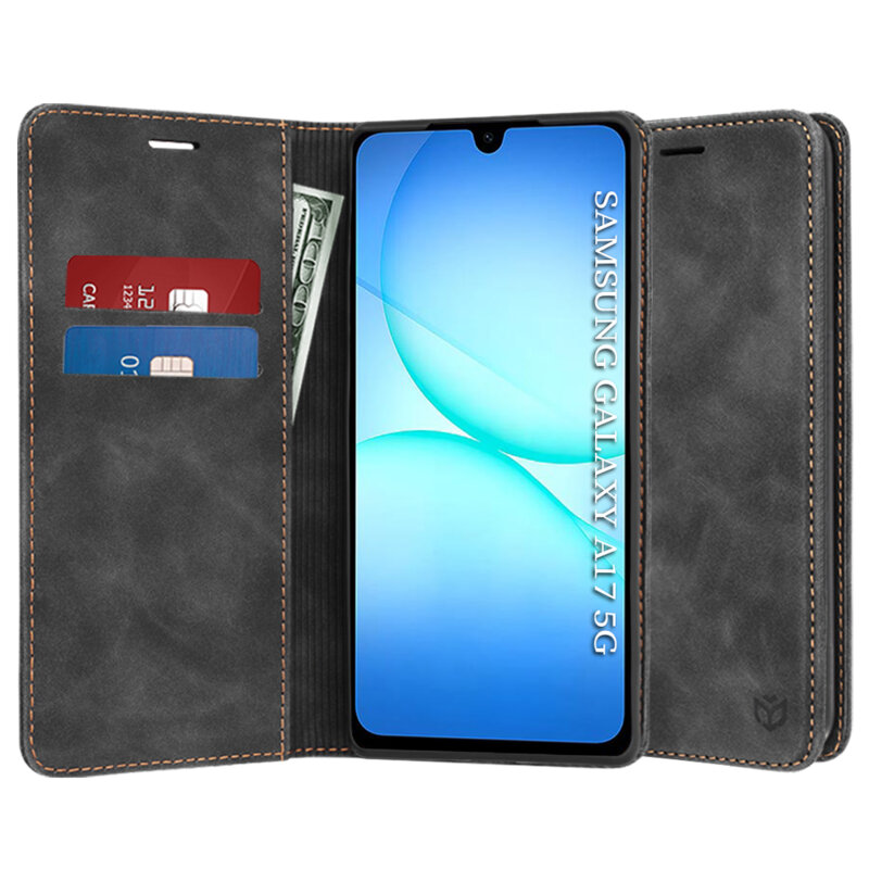 Husa piele Samsung Galaxy A17 5G Techsuit Confy Cover, negru