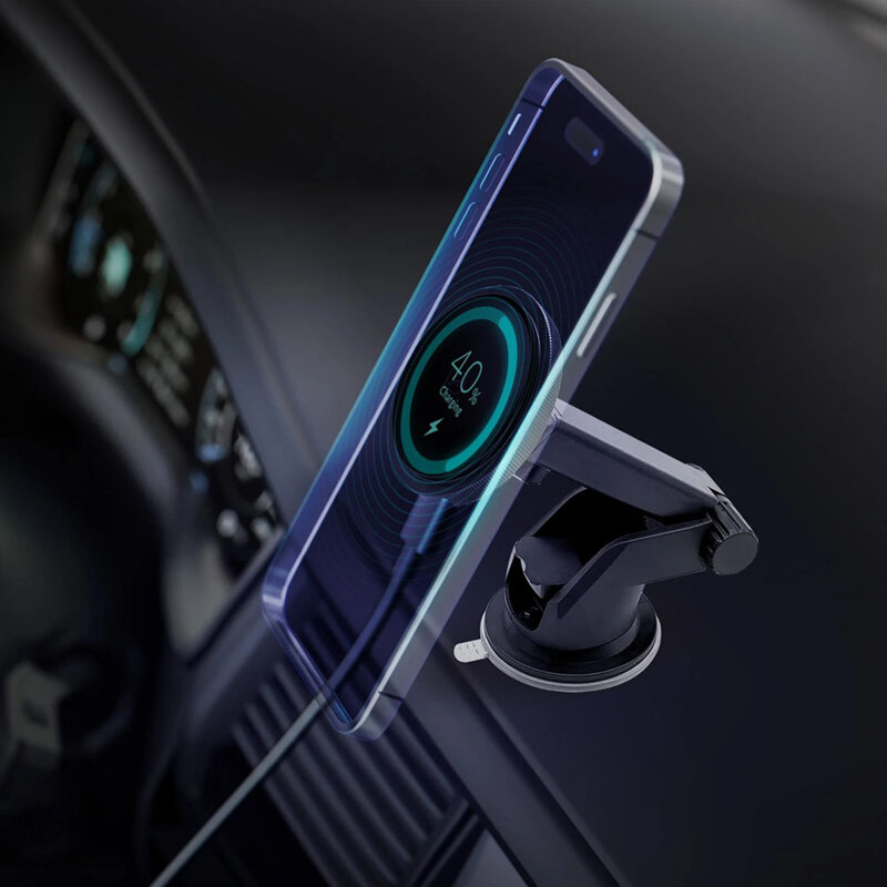 Suport auto cu incarcare wireless 15W, 3mk MagCharger, negru