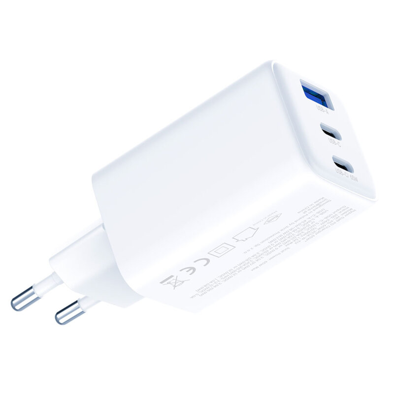 Incarcator priza USB-A/C GaN 65W, 3mk Hyper, alb