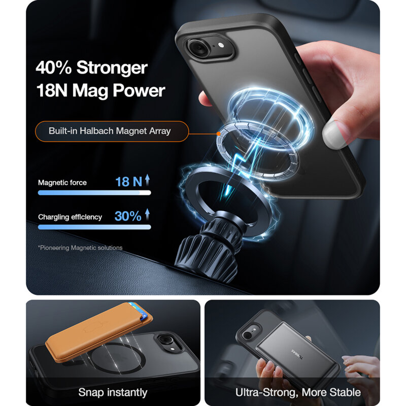 Husa iPhone 17 Pro Torras Guardian Magnetic Series, transparenta