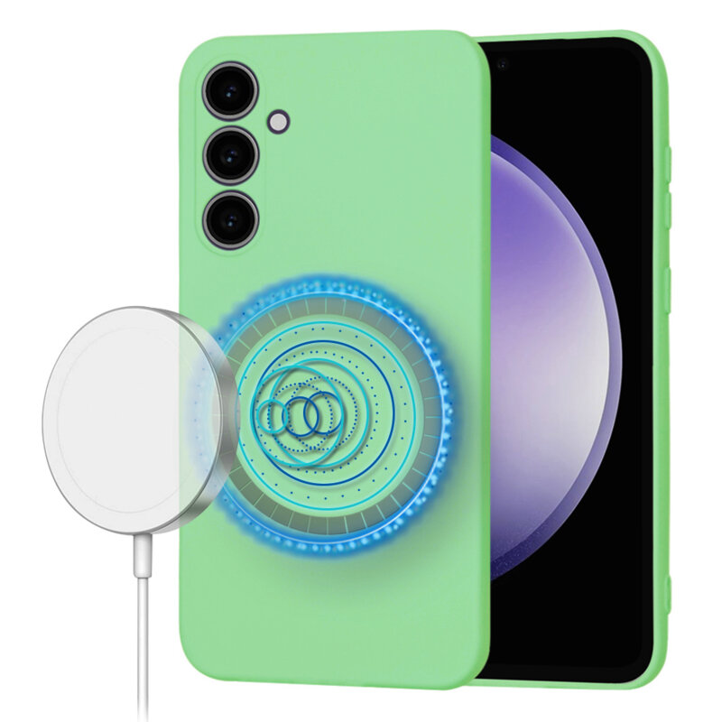 Husa silicon Samsung Galaxy S23 FE Techsuit SoftFlex MagSafe, verde deschis