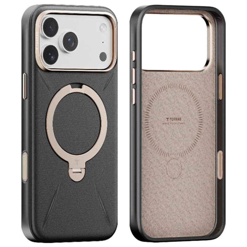 Husa iPhone 17 Pro Torras QPRO Leather Series, negru