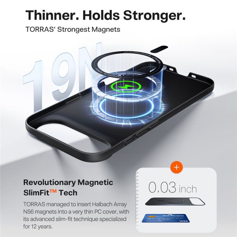 Husa iPhone 17 Air Torras SlimFit MagSafe Series, negru