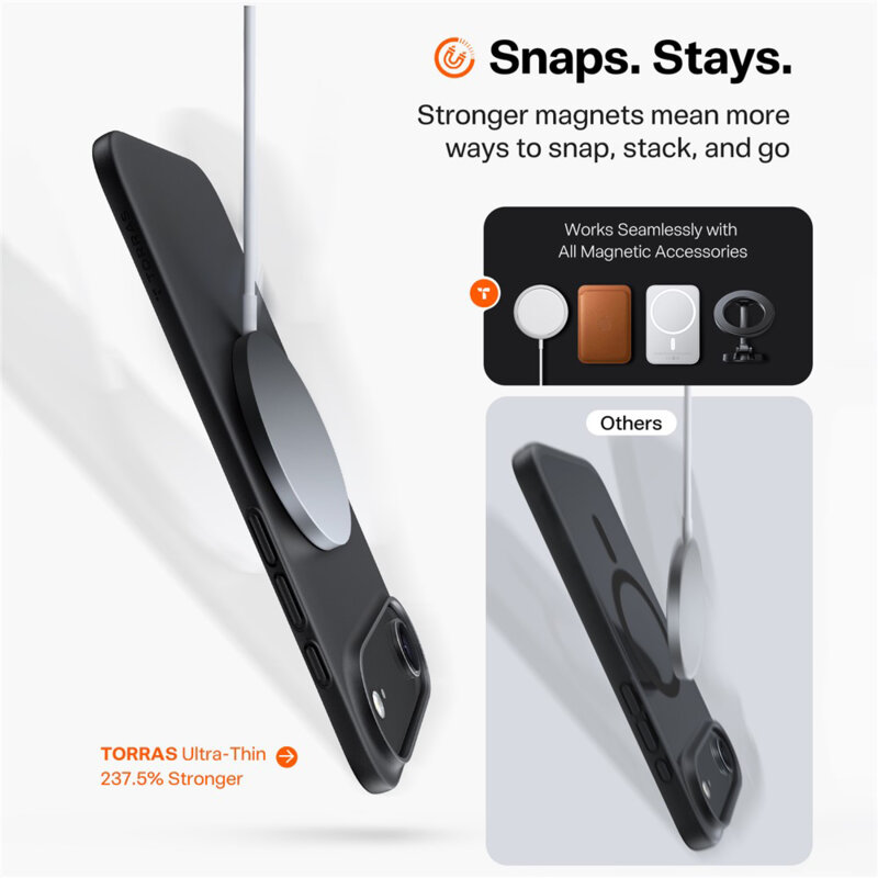Husa iPhone 17 Air Torras SlimFit MagSafe Series, negru
