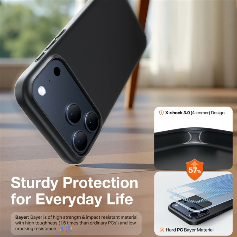 Husa iPhone 17 Pro Max Torras SlimFit MagSafe Series, negru