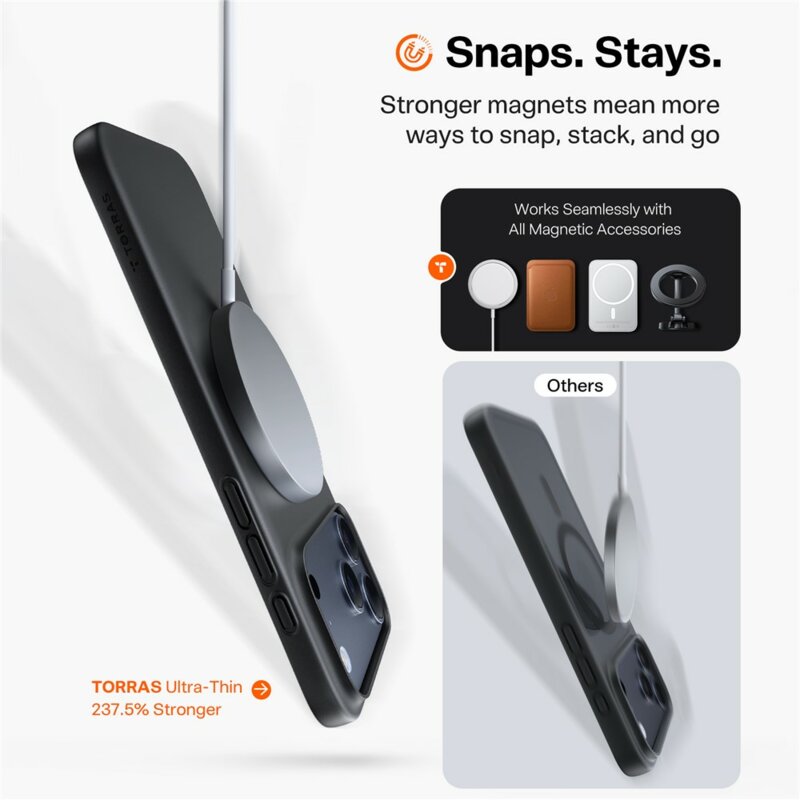 Husa iPhone 17 Pro Torras SlimFit MagSafe Series, negru