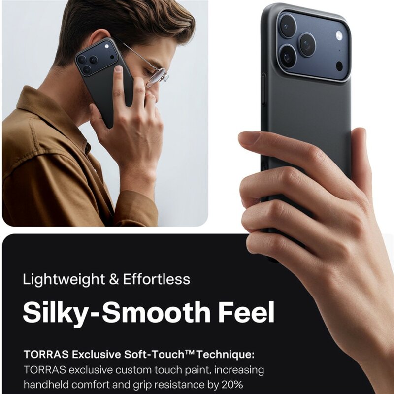 Husa iPhone 17 Pro Torras SlimFit MagSafe Series, negru