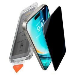 Folie sticla iPhone 17 Torras GlassGo Install Master Privacy, negru