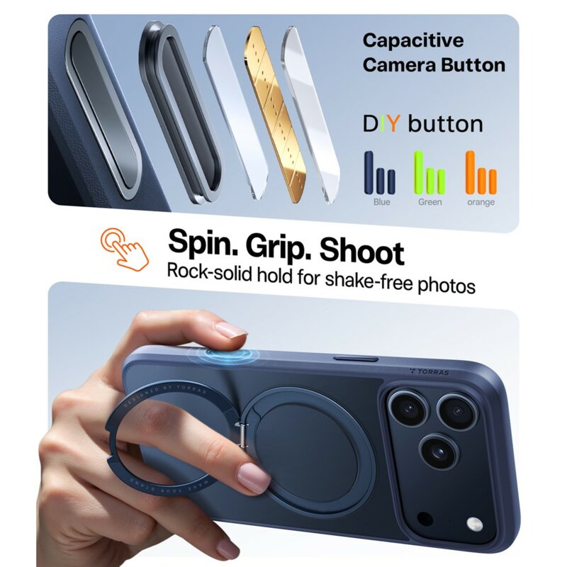 Husa iPhone 17 Pro Torras Ostand Pro MagSafe  Series, albastru