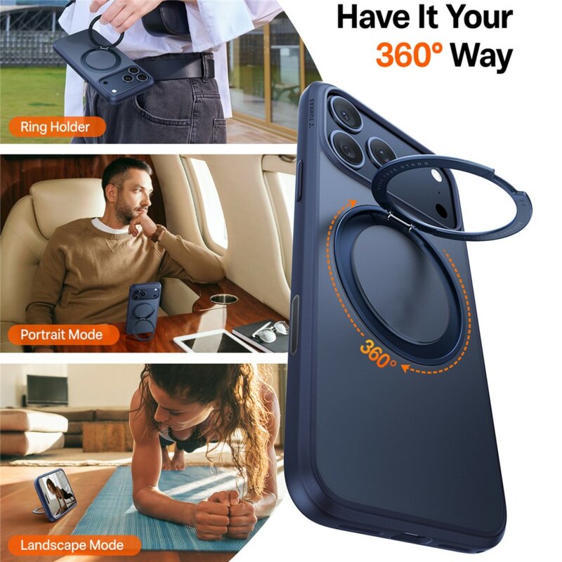 Husa iPhone 17 Pro Torras Ostand Pro MagSafe  Series, albastru