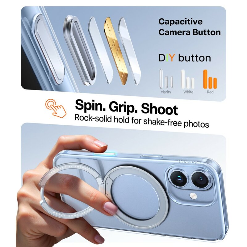 Husa iPhone 17 Torras Ostand Pro MagSafe Series, transparenta