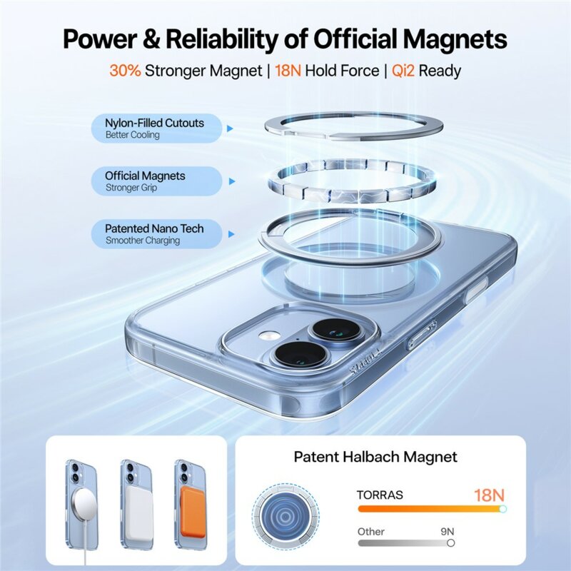 Husa iPhone 17 Torras Ostand Pro MagSafe Series, transparenta