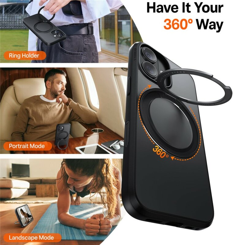 Husa iPhone 17 Torras Ostand Pro MagSafe Series, negru