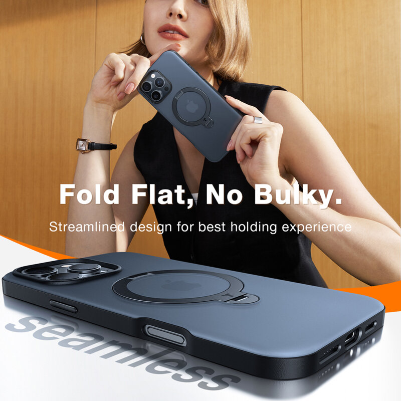 Husa iPhone 17 Pro Max Torras Ostand Spin MagSafe Series, albastru