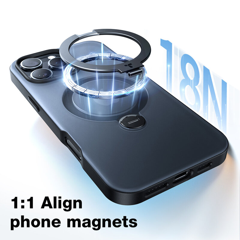 Husa iPhone 17 Pro Torras Ostand Spin MagSafe Series, negru