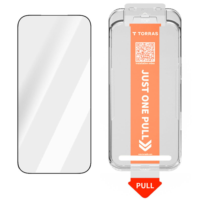 Folie sticla iPhone 17 Pro Torras GlassGo Install Master, transparenta