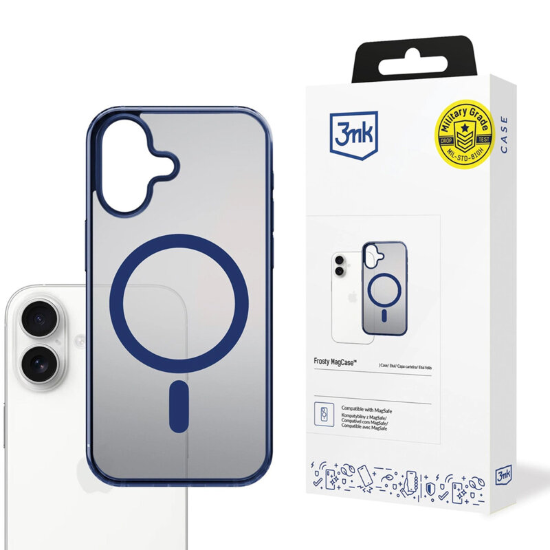 Husa iPhone 17 premium 3mk Frosty MagCase, Blue
