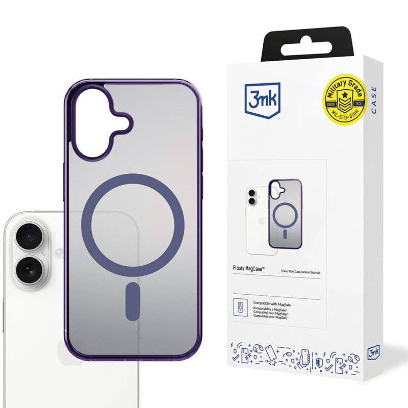 Husa iPhone 17 premium 3mk Frosty MagCase, Purple