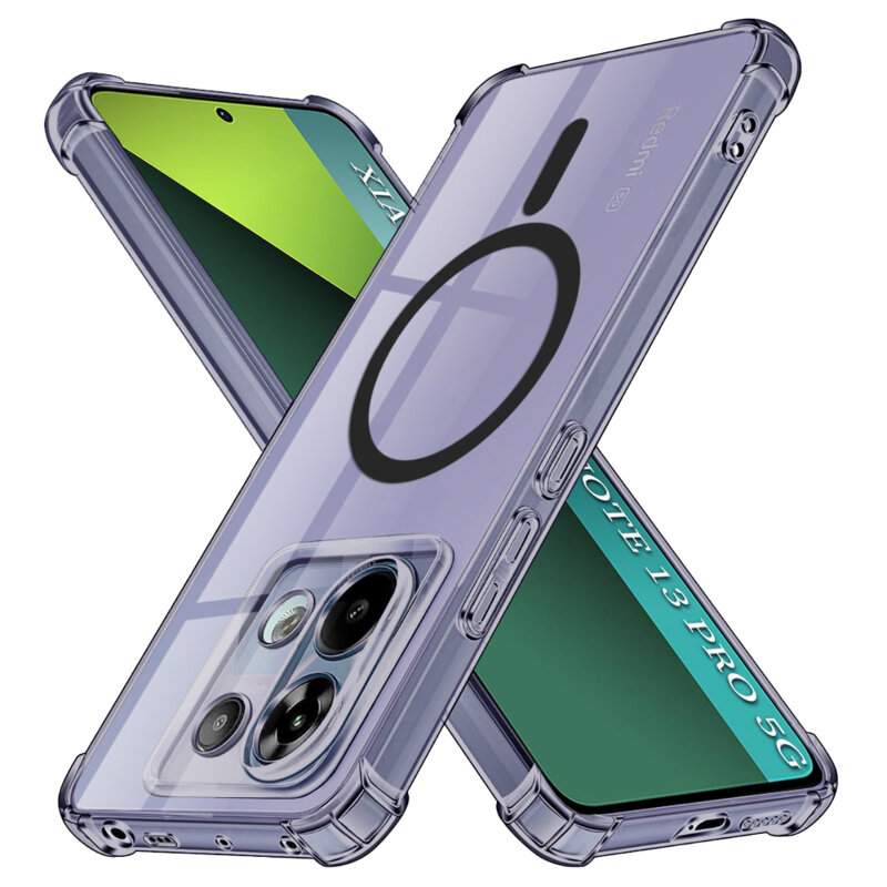 Husa Xiaomi Redmi Note 13 Pro 5G Techsuit Shockproof Clear Silicone MagSafe, fumuriu