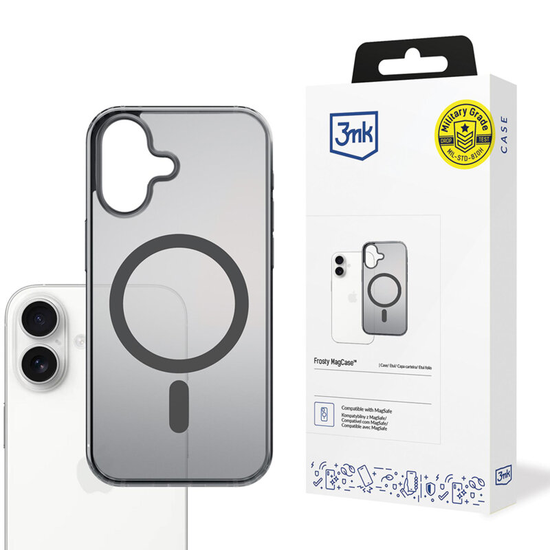 Husa iPhone 17 premium 3mk Frosty MagCase, Gray