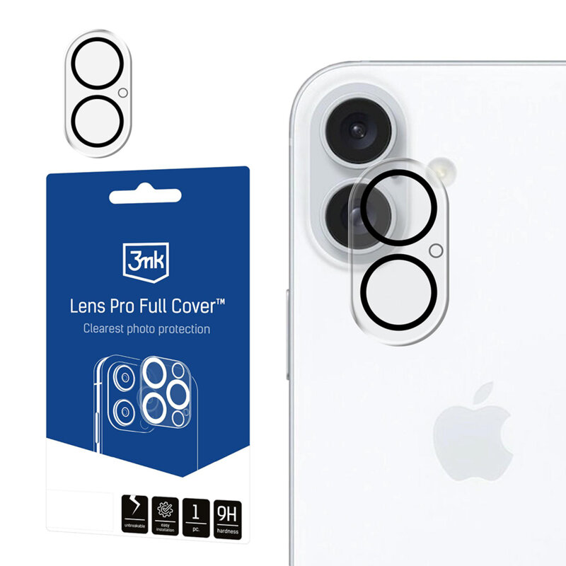 Folie iPhone 17 3mk Lens Pro Full Cover, negru/transparenta