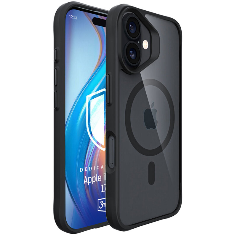 Husa iPhone 17 3mk Satin Armor MagCase, negru