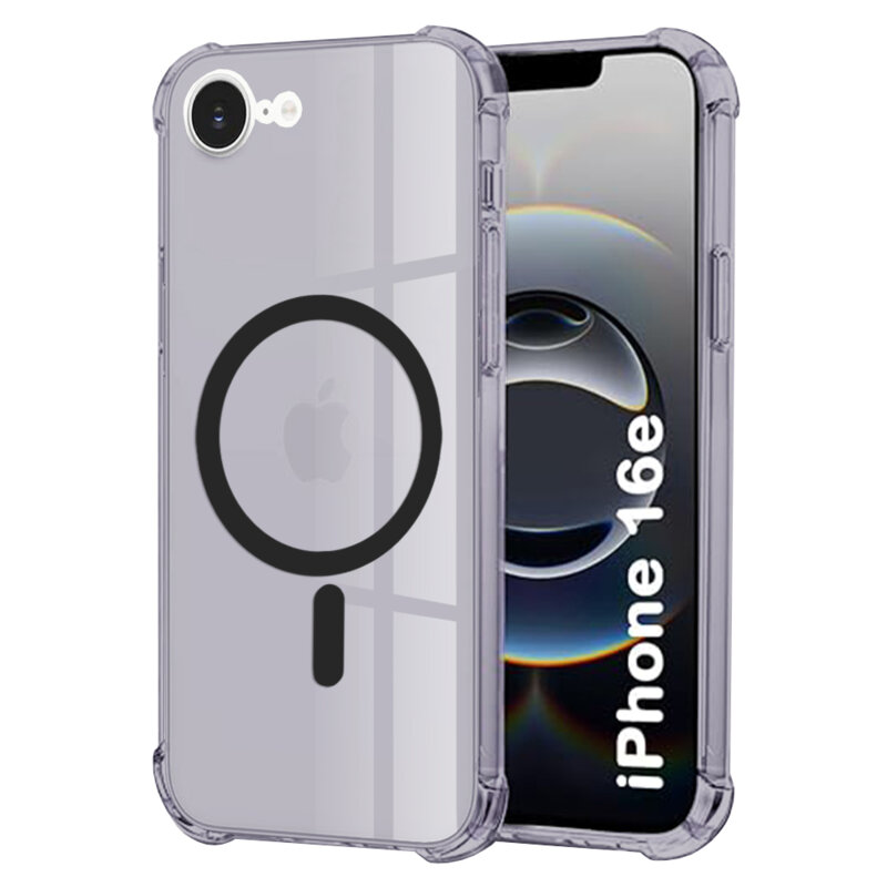 Husa iPhone 16e Techsuit Shockproof Clear Silicone MagSafe, fumuriu