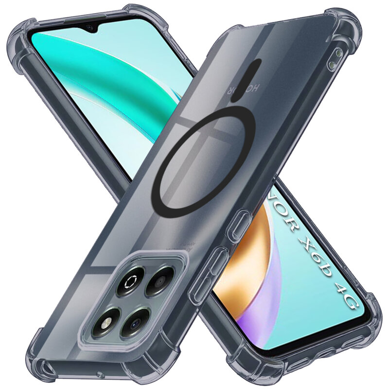 Husa Honor X6b Techsuit Shockproof Clear Silicone MagSafe, fumuriu
