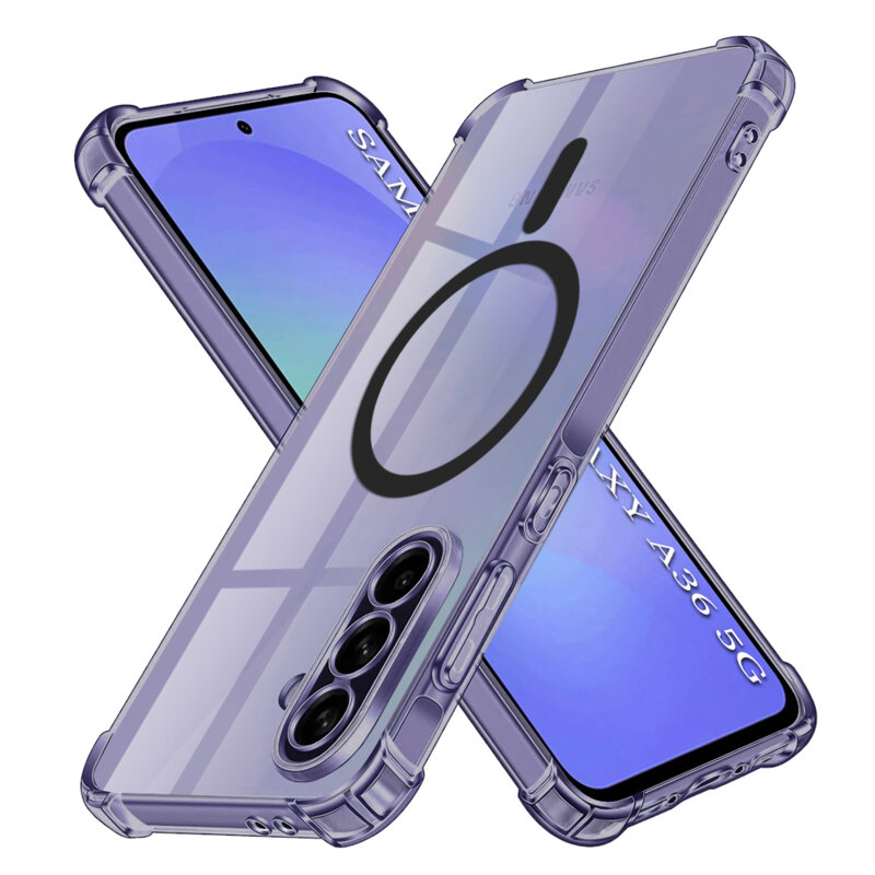 Husa Samsung Galaxy A36 5G Techsuit Shockproof Clear Silicone MagSafe, fumuriu