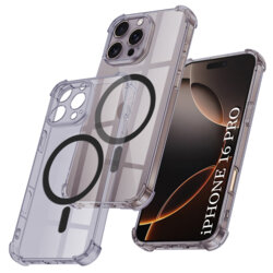 Husa iPhone 16 Pro Techsuit Shockproof Clear Silicone MagSafe, fumuriu